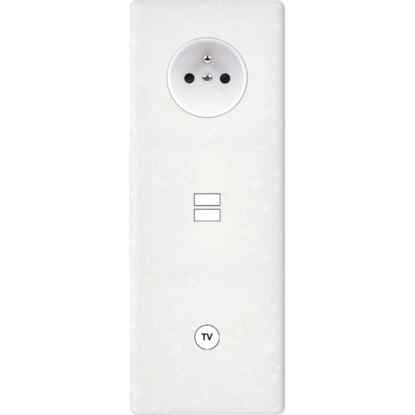 Façade hitera terrazzo blanc triple verticale prise de courant 2p+t ouverture pour chargeur double usb 1 tv - Modelec - 382485