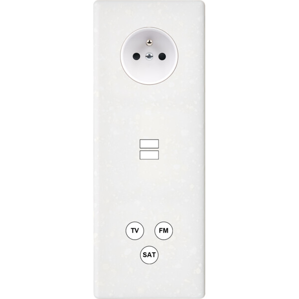 Façade hitera terrazzo blanc triple verticale prise de courant 2p+t ouverture pour chargeur double usb 1 tv-fm-sat - Modelec - 383485