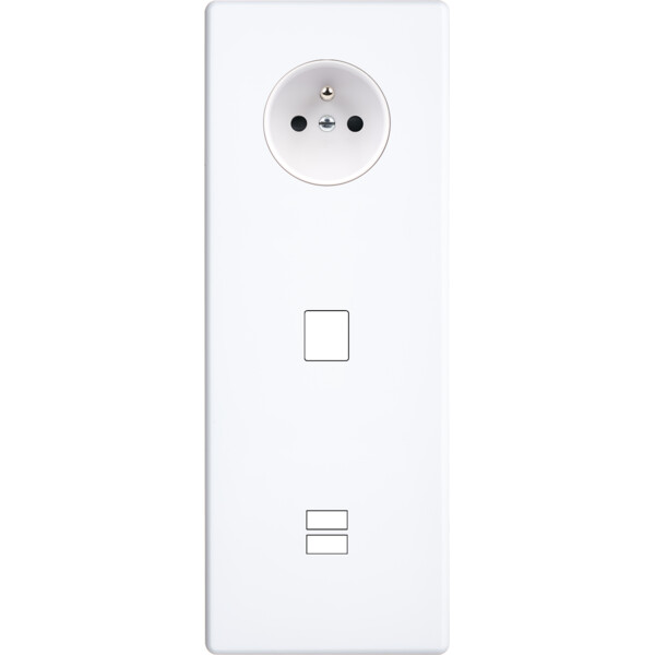 Façade hitera blanc soft touch triple verticale prise de courant 2p+t 1 média ouverture pour chargeur double usb - Modelec - 384481