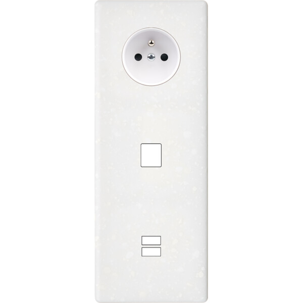 Façade hitera terrazzo blanc triple verticale prise de courant 2p+t 1 média ouverture pour chargeur double usb - Modelec - 384485