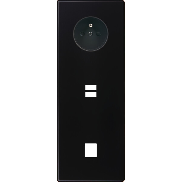 Façade hitera noir soft touch triple verticale prise de courant 2p+t ouverture pour chargeur double usb 1 médi - Modelec - 385482