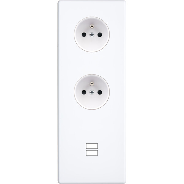 Façade hitera blanc soft touch triple verticale prise de courant 2p+t prise de courant 2p+t ouverture pour chargeur double usb - Modelec - 387481
