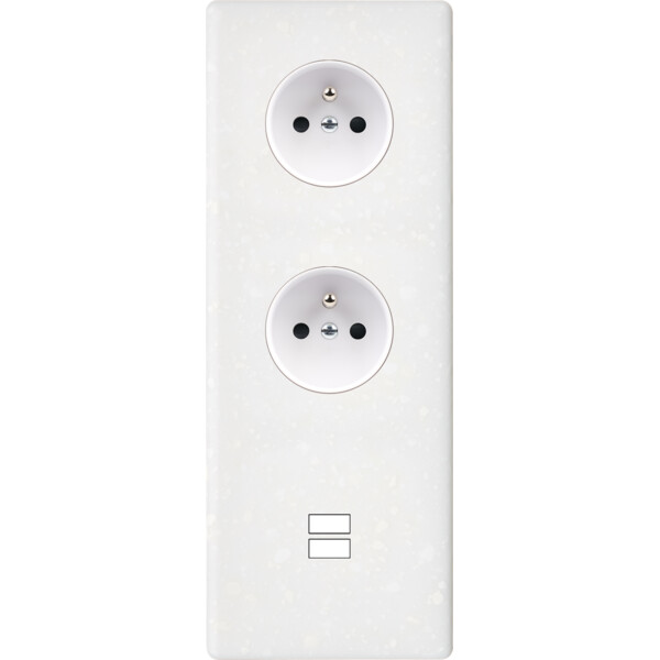 Façade hitera terrazzo blanc triple verticale prise de courant 2p+t prise de courant 2p+t ouverture pour chargeur double usb - Modelec - 387485