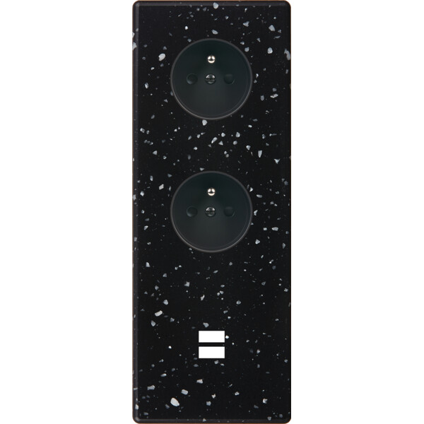Façade hitera terrazzo noir triple verticale prise de courant 2p+t prise de courant 2p+t ouverture pour chargeur double usb - Modelec - 387486