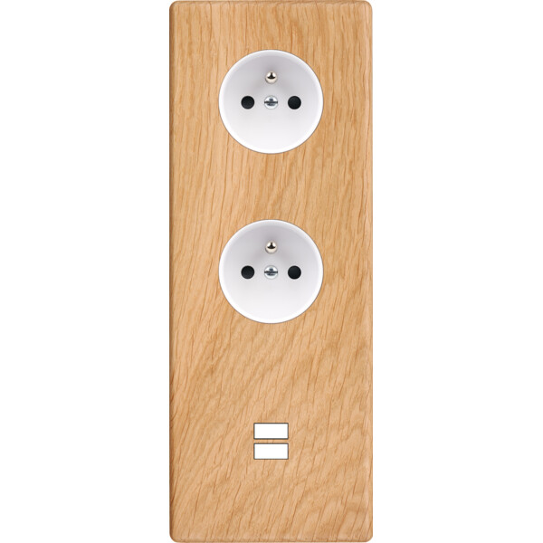 Façade hitera chêne clair triple verticale prise de courant 2p+t prise de courant 2p+t ouverture pour chargeur double usb - Modelec - 387491