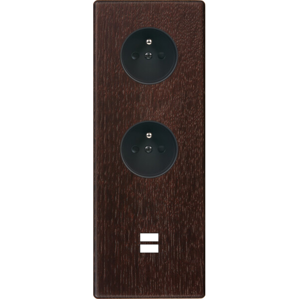 Façade hitera chêne foncé triple verticale prise de courant 2p+t prise de courant 2p+t ouverture pour chargeur double usb - Modelec - 387492