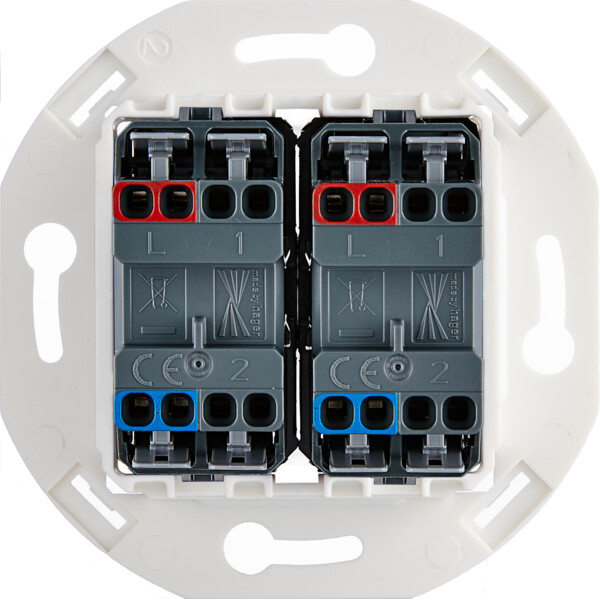 Mécanisme à connexion automatique 2 va-et-vient et/ou poussoir blanc pour collection iris - Modelec - 087020WBL