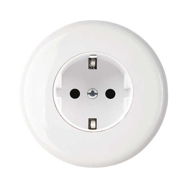 Façade iris by modelec en porcelaine blanche simple poste pc schuko - Modelec - 190361-K