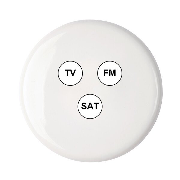 Façade iris by modelec en porcelaine blanche simple poste prise tv-fm-sat - Modelec - 196361