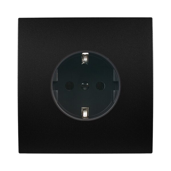 Façade karo noir soft touch simple prise schuko - Modelec - 190209-K