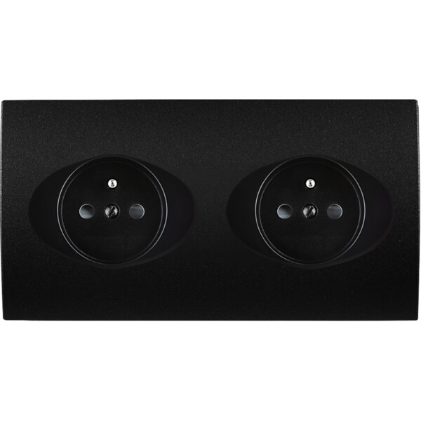 Façade karo noir soft touch double prise 2p+t prise 2p+t - Modelec - 260209