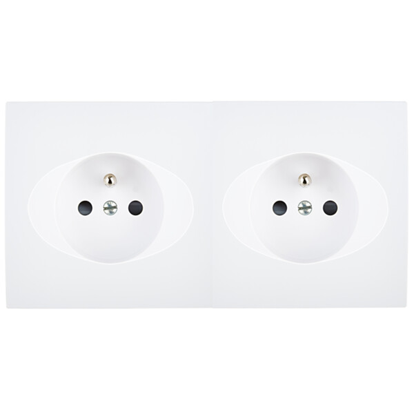 Façade karo blanc soft touch double prise 2p+t prise 2p+t - Modelec - 260211