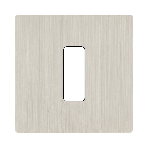 Façade "m" nickel brossé simple 1 bouton sans vis - Modelec - 131511M