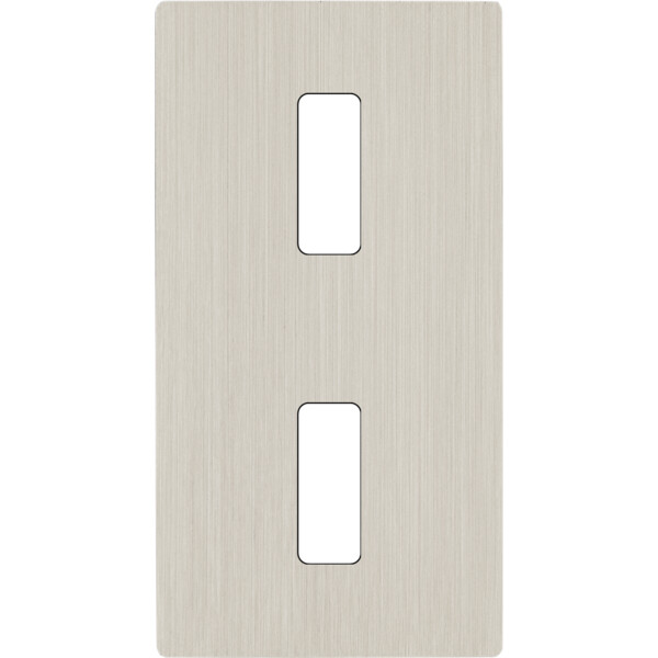 Façade "m" nickel brossé double verticale 1 bouton 1 bouton sans vis - Modelec - 152511M