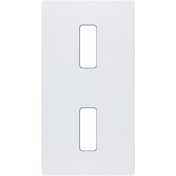 Façade "m" blanc mat double verticale 1 bouton 1 bouton sans vis - Modelec - 152521M
