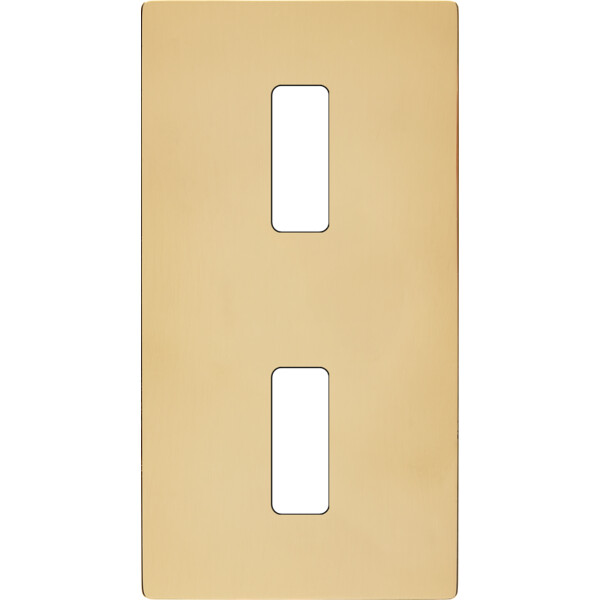 Façade "m" laiton miroir double verticale 1 bouton 1 bouton sans vis - Modelec - 152543M