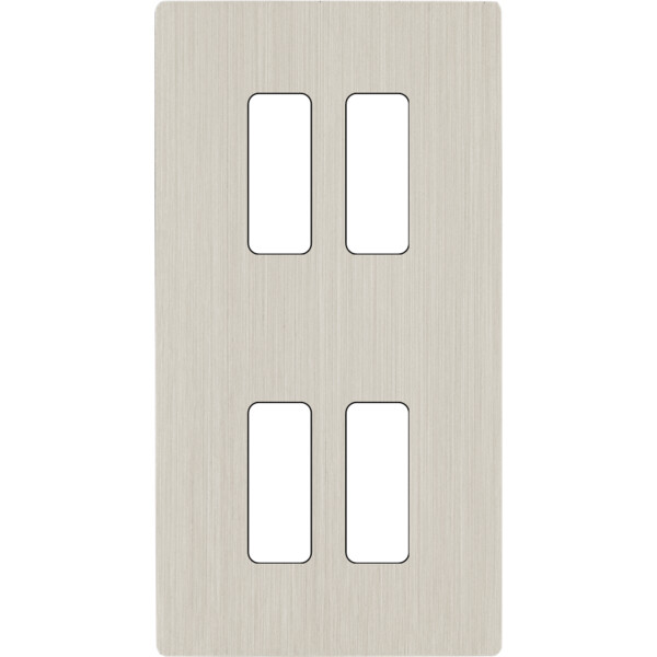 Façade "m" nickel brossé double verticale 2 boutons 2 boutons sans vis - Modelec - 154511M