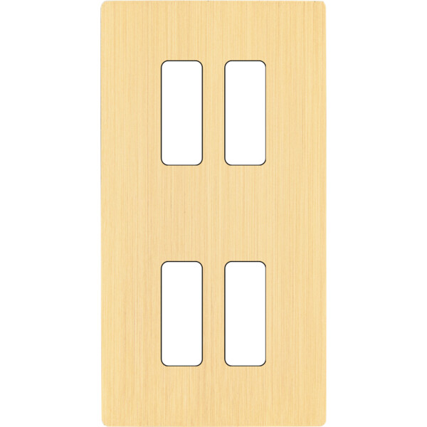 Façade "m" laiton brossé double verticale 2 boutons 2 boutons sans vis - Modelec - 154512M