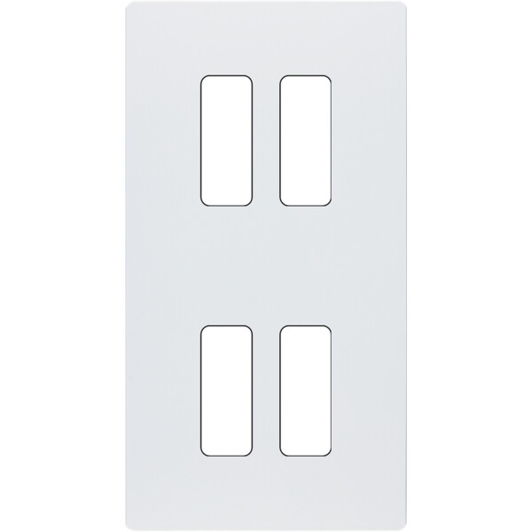 Façade "m" blanc mat double verticale 2 boutons 2 boutons sans vis - Modelec - 154521M