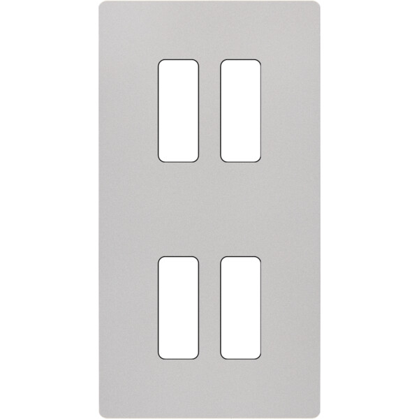 Façade "m" nickel sablé double verticale 2 boutons 2 boutons sans vis - Modelec - 154531M