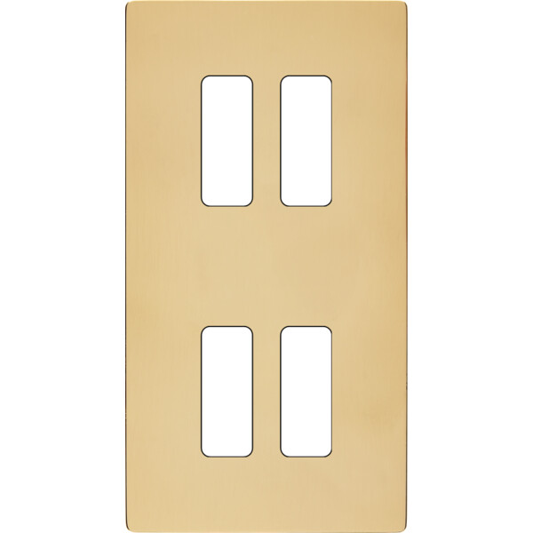 Façade "m" laiton verni double verticale 2 boutons 2 boutons sans vis - Modelec - 154542M
