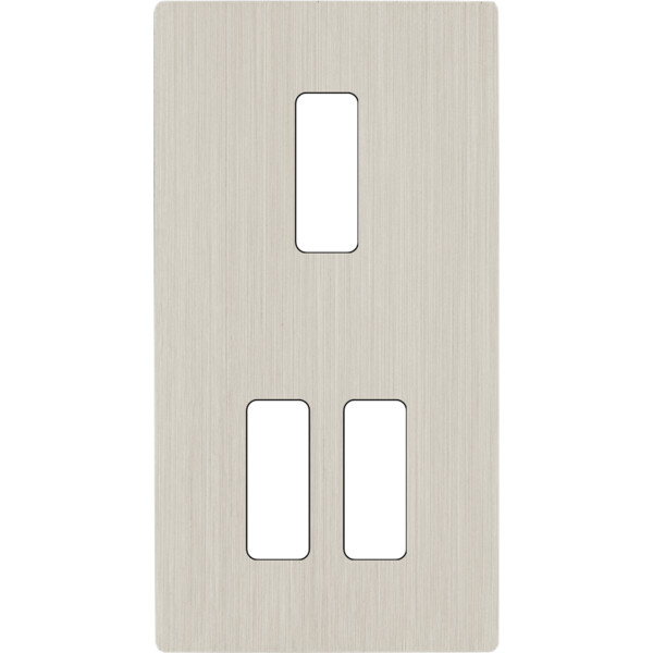 Façade "m" nickel brossé double verticale 1 bouton 2 boutons sans vis - Modelec - 155511M