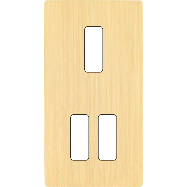 Façade "m" laiton brossé double verticale 1 bouton 2 boutons sans vis - Modelec - 155512M