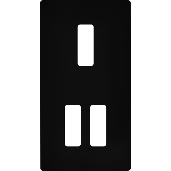 Façade "m" noir mat double verticale 1 bouton 2 boutons sans vis - Modelec - 155522M