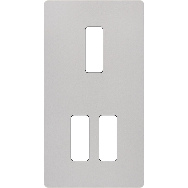 Façade "m" nickel sablé double verticale 1 bouton 2 boutons sans vis - Modelec - 155531M