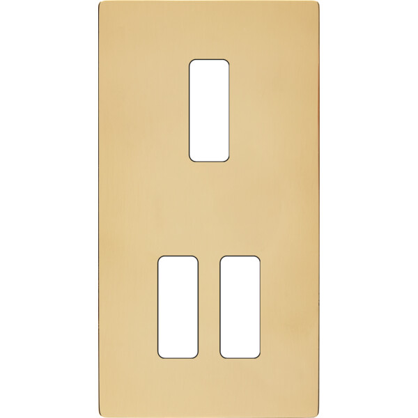 Façade "m" laiton miroir double verticale 1 bouton 2 boutons sans vis - Modelec - 155543M