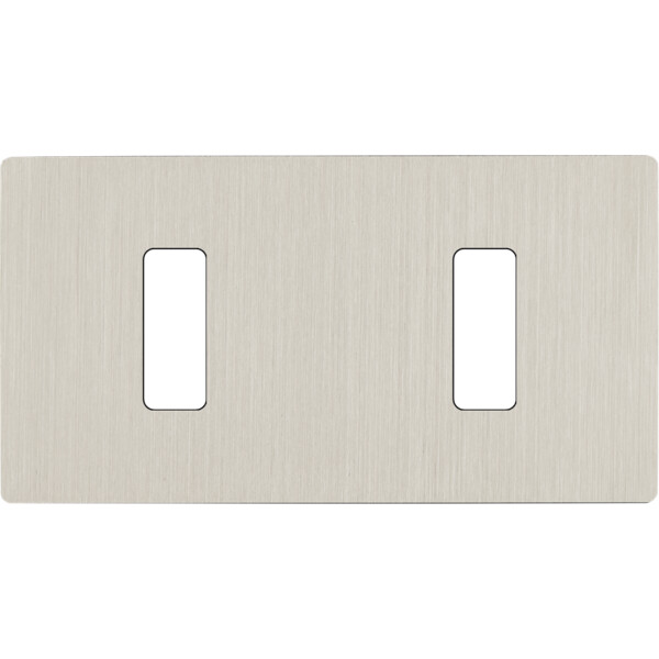 Façade "m" nickel brossé double horizontale 1 bouton 1 bouton sans vis - Modelec - 172511M