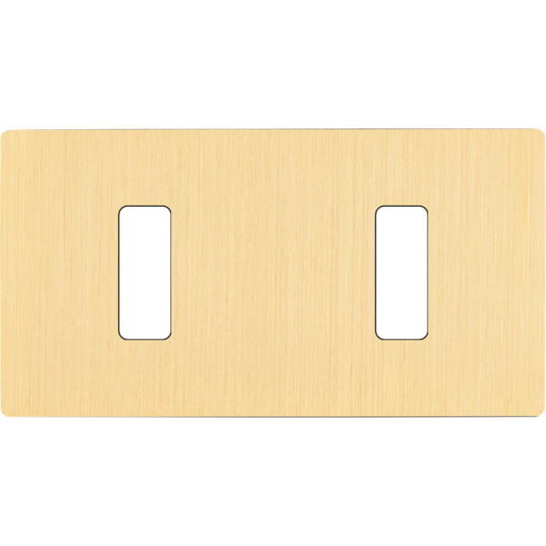 Façade "m" laiton brossé double horizontale 1 bouton 1 bouton sans vis - Modelec - 172512M