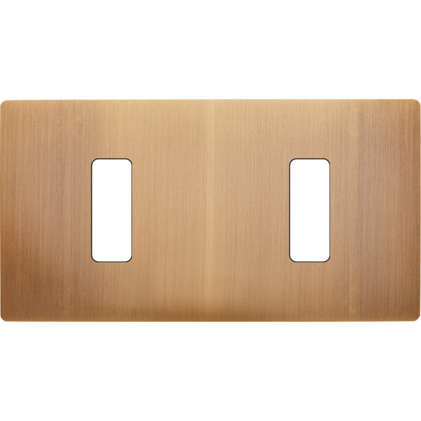 Façade "m" laiton vieux bronze double horizontale 1 bouton 1 bouton sans vis - Modelec - 172517M