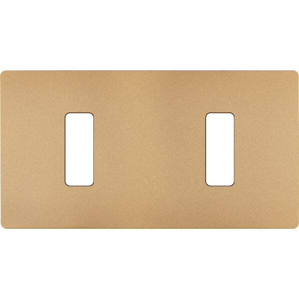 Façade "m" laiton sablé double horizontale 1 bouton 1 bouton sans vis - Modelec - 172532M