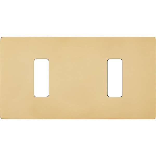 Façade "m" laiton miroir double horizontale 1 bouton 1 bouton sans vis - Modelec - 172543M