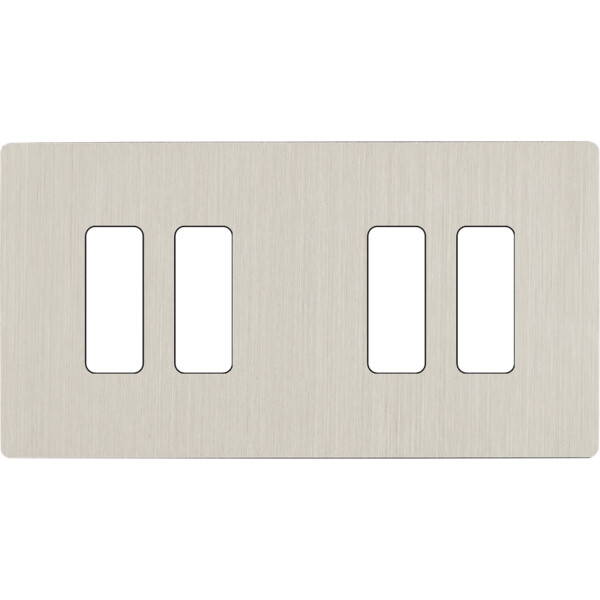 Façade "m" nickel brossé double horizontale 2 boutons 2 boutons sans vis - Modelec - 174511M
