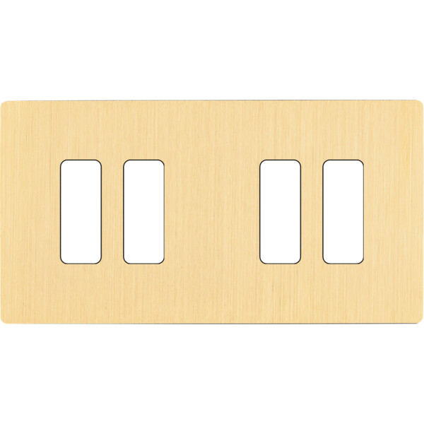 Façade "m" laiton brossé double horizontale 2 boutons 2 boutons sans vis - Modelec - 174512M