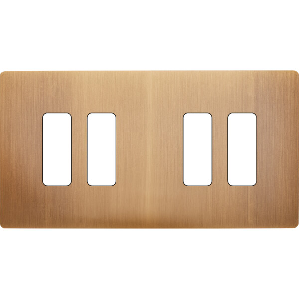 Façade "m" laiton vieux bronze double horizontale 2 boutons 2 boutons sans vis - Modelec - 174517M
