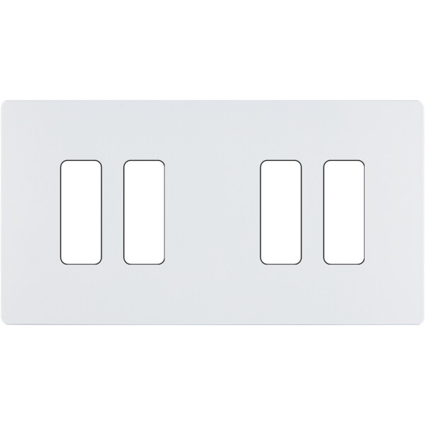Façade "m" blanc mat double horizontale 2 boutons 2 boutons sans vis - Modelec - 174521M
