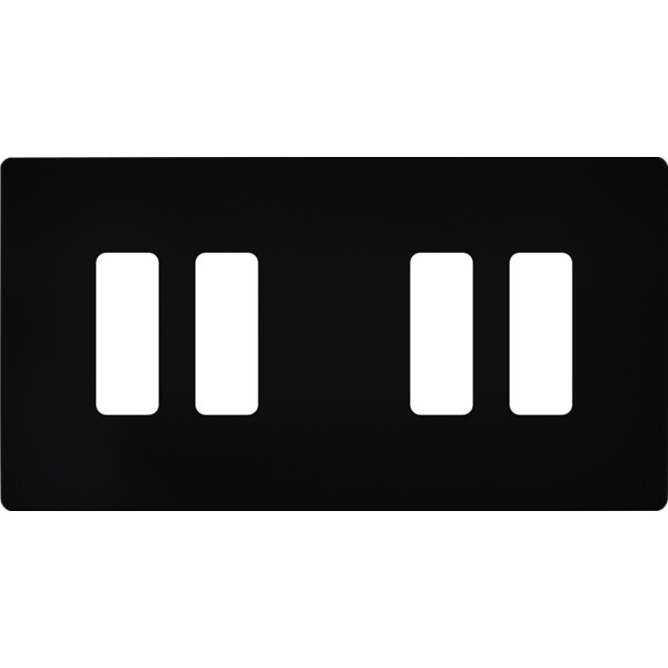 Façade "m" noir mat double horizontale 2 boutons 2 boutons sans vis - Modelec - 174522M
