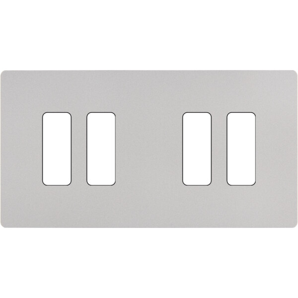 Façade "m" nickel sablé double horizontale 2 boutons 2 boutons sans vis - Modelec - 174531M