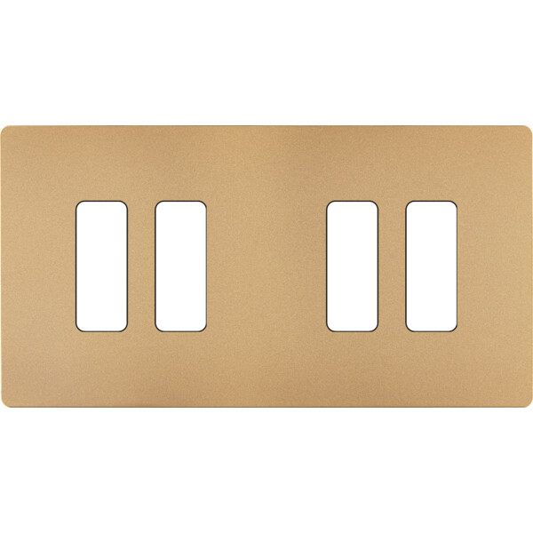 Façade "m" laiton sablé double horizontale 2 boutons 2 boutons sans vis - Modelec - 174532M