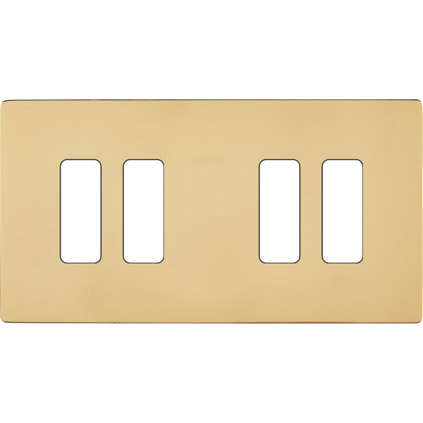 Façade "m" laiton miroir double horizontale 2 boutons 2 boutons sans vis - Modelec - 174543M
