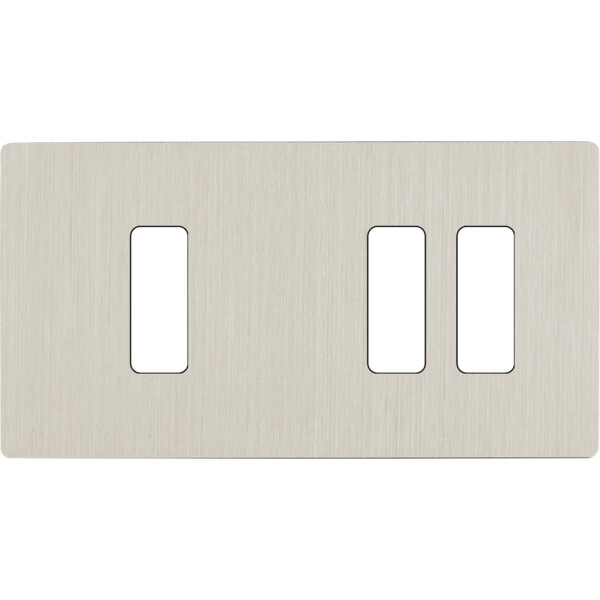Façade "m" nickel brossé double horizontale 1 bouton 2 boutons sans vis - Modelec - 177511M