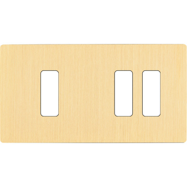 Façade "m" laiton brossé double horizontale 1 bouton 2 boutons sans vis - Modelec - 177512M
