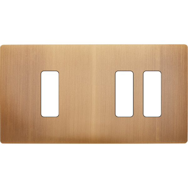 Façade "m" laiton vieux bronze double horizontale 1 bouton 2 boutons sans vis - Modelec - 177517M