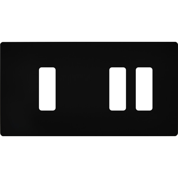Façade "m" noir mat double horizontale 1 bouton 2 boutons sans vis - Modelec - 177522M