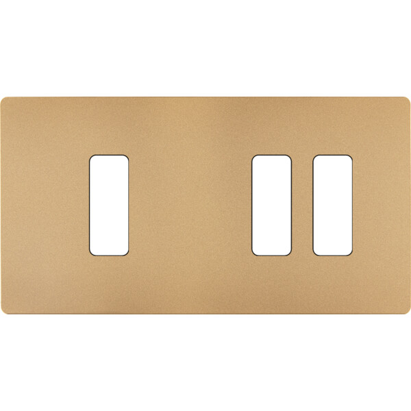 Façade "m" laiton sablé double horizontale 1 bouton 2 boutons sans vis - Modelec - 177532M