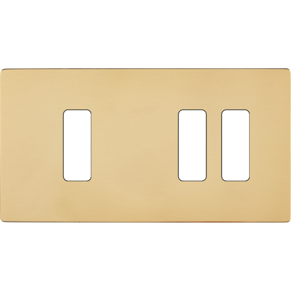 Façade "m" laiton verni double horizontale 1 bouton 2 boutons sans vis - Modelec - 177542M
