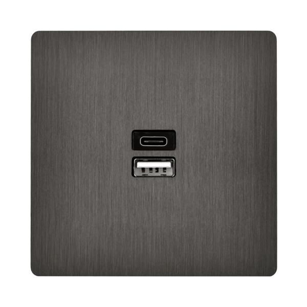 Façade "m" laiton canon de fusil simple 1 chargeur usb sans vis - Modelec - 189514M